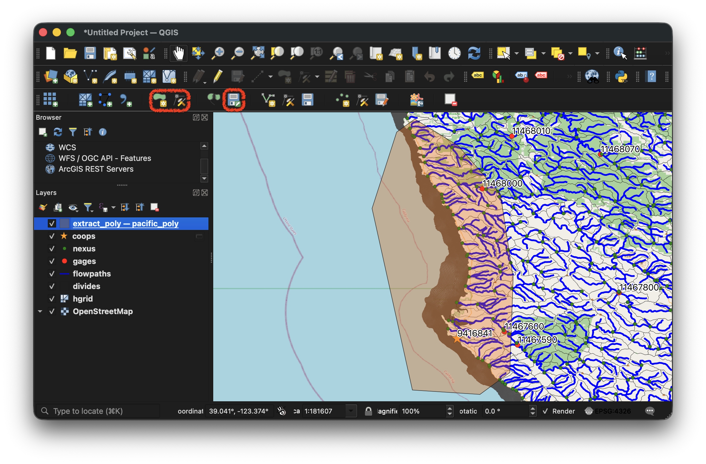 Draw Polygon over the Pacific SCHISM mesh